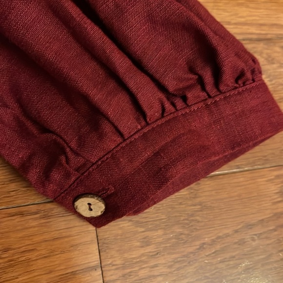 Burgundy Maxi Linen Dress - Picture 7 of 12